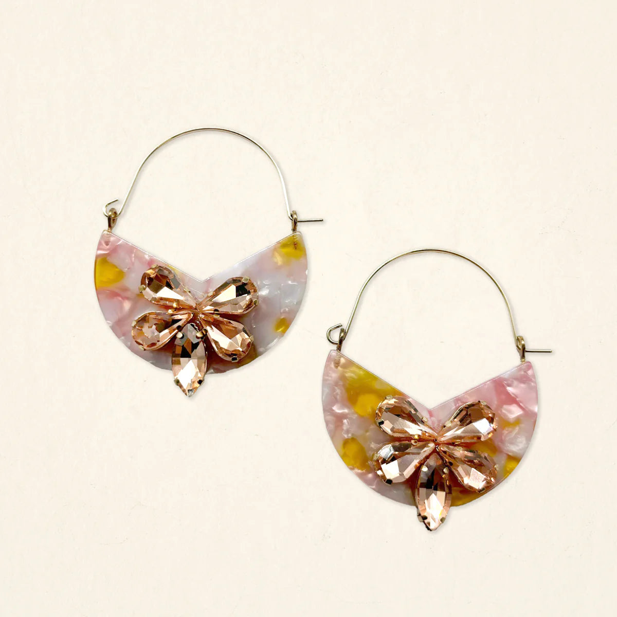 Sunset Kiss Marble Bloom Hoop Earring