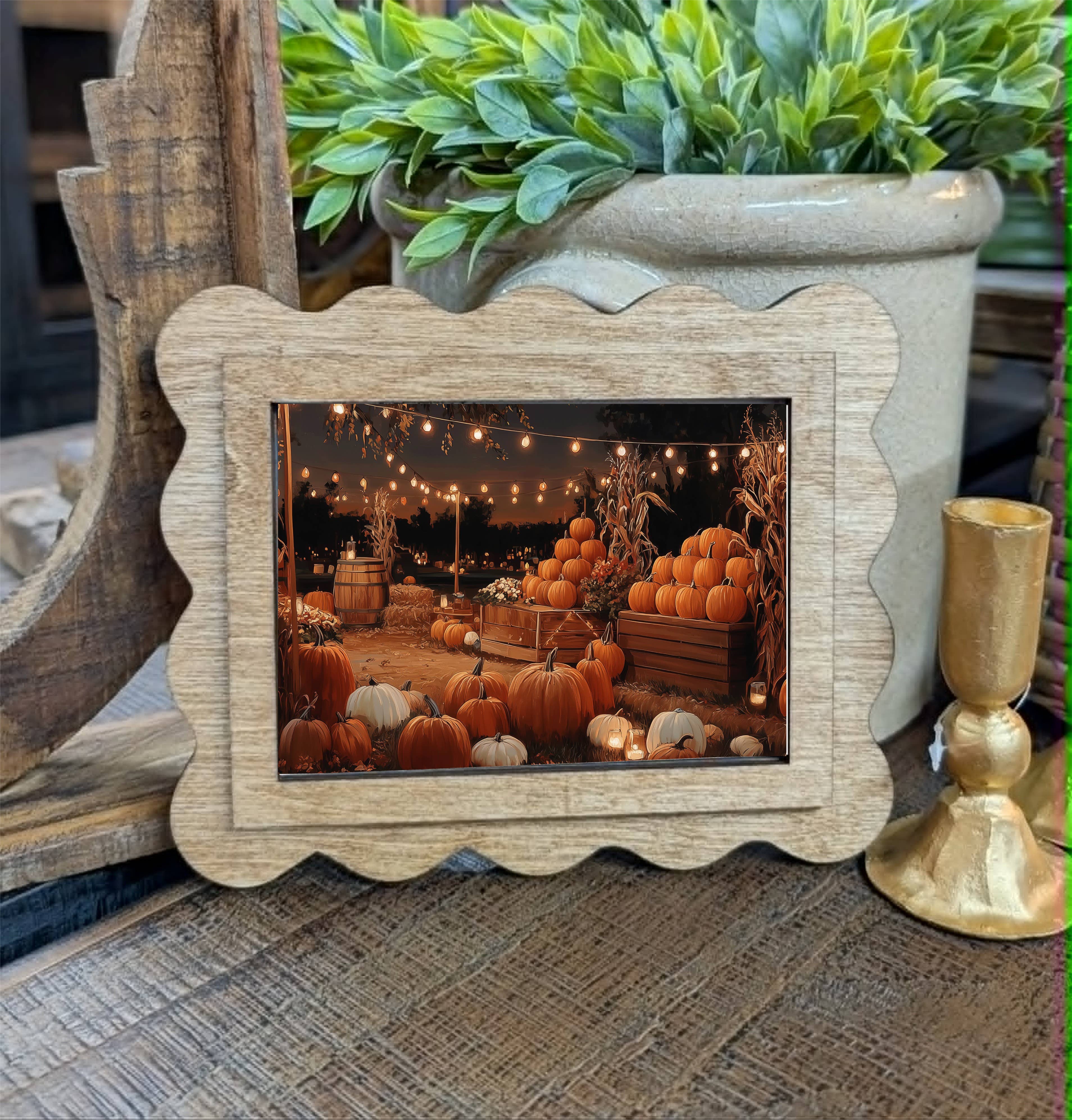 Scallop Pumpkin Patch Framed Canvas Art