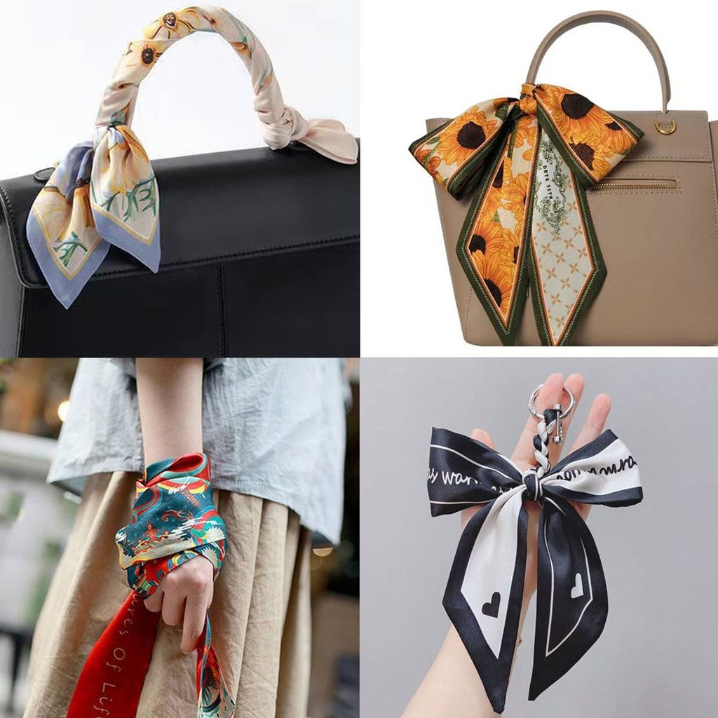 Coffee Chic Floral Letter Twilly Scarf