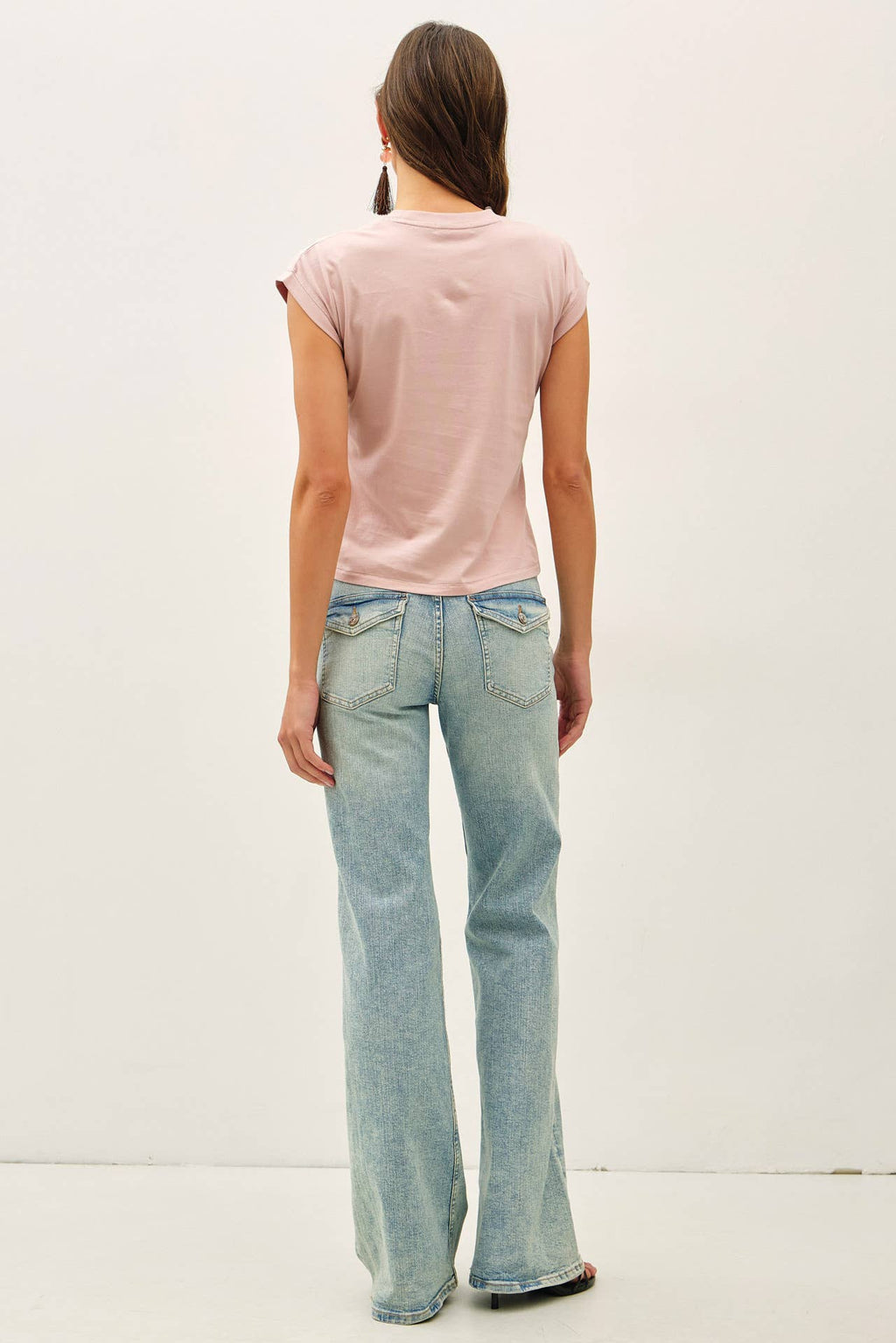 Dusty Pink Cap Sleeve Crew Neck