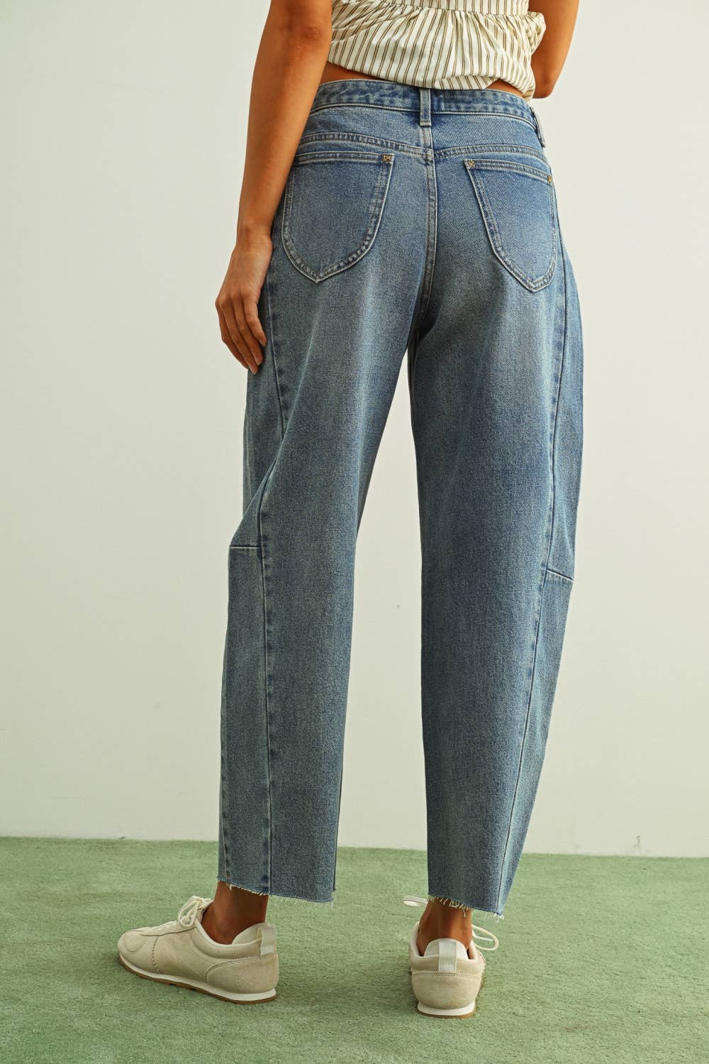 Denim Medium Wash Barrel Pant