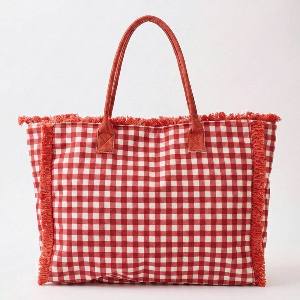 Red Gingham Terry Cloth Tote