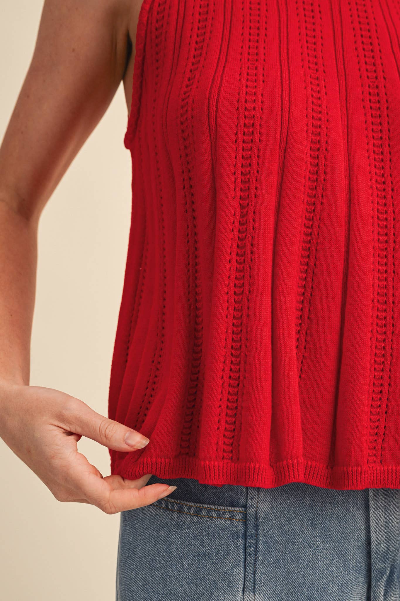 Poppy Red Sleeveless Knit Tank
