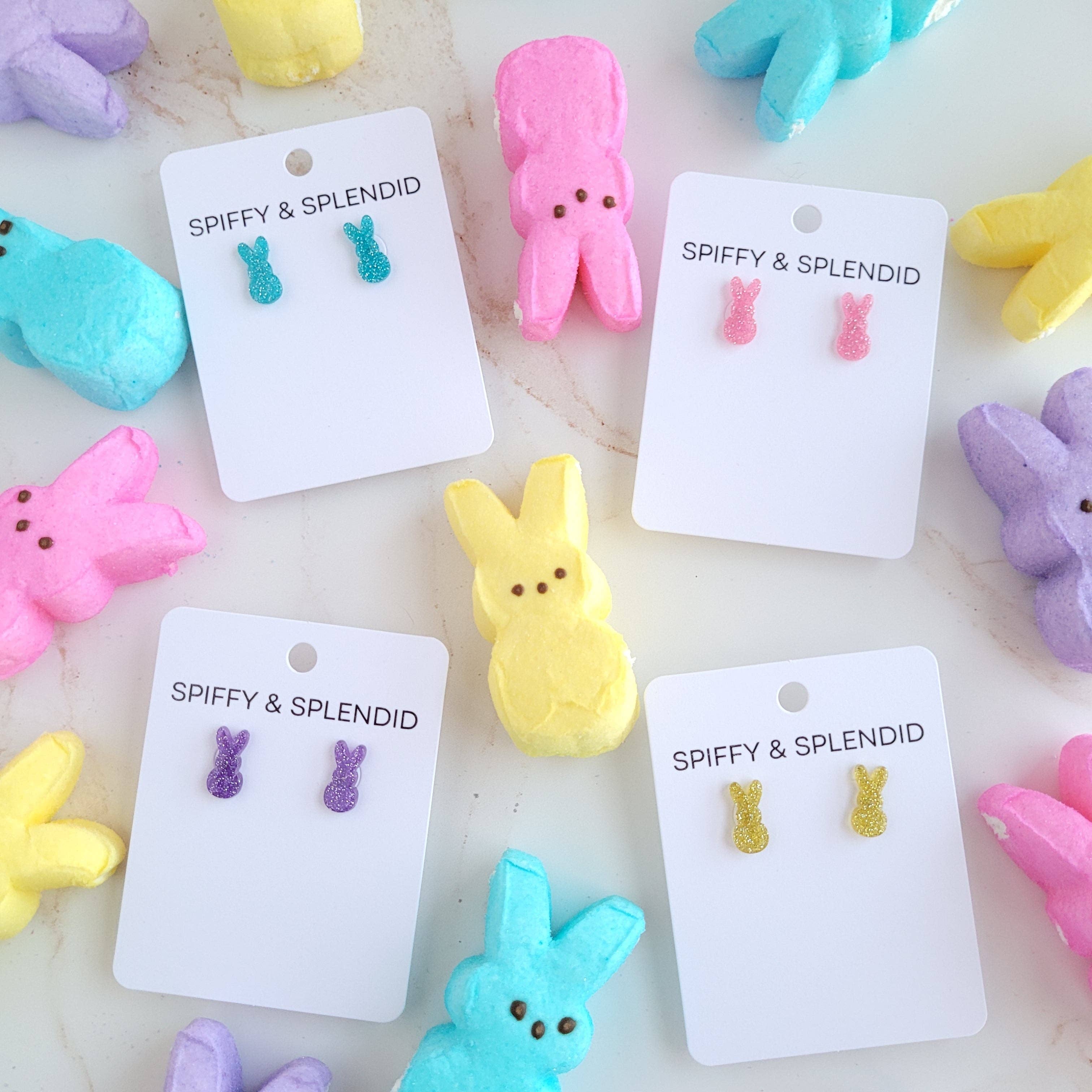 Purple Glitter Bunny Studs