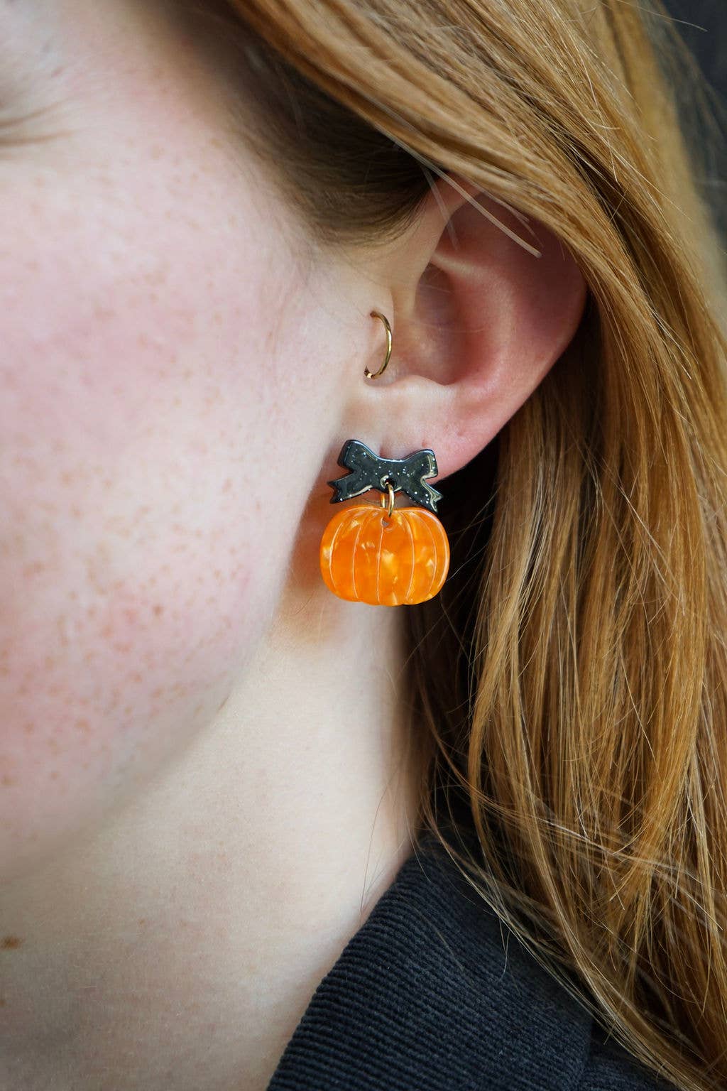 Orange Bow Pumpkin Patch Earrings