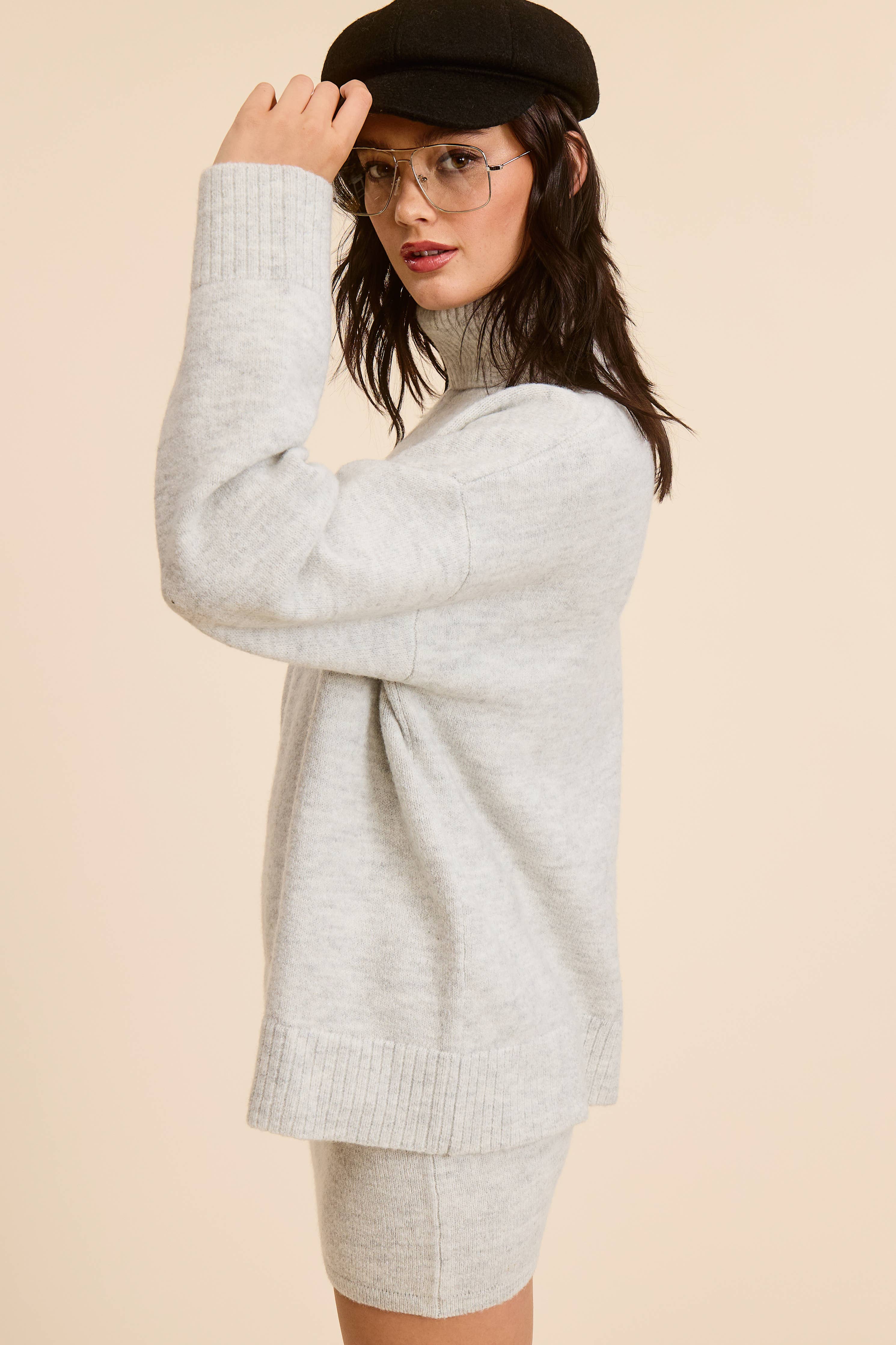 Heather Grey Knit Mini Skirt