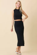 Black Midi Sweater Knit Skirt