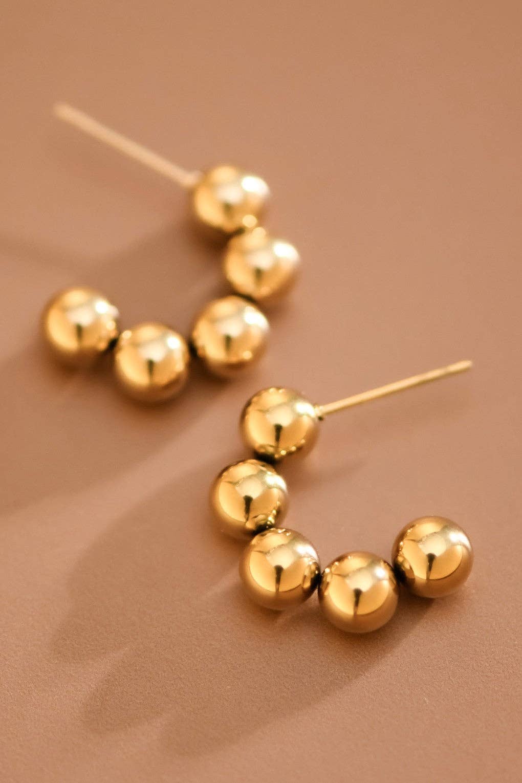Gold Ball Stainless Steel Hoop Earrings