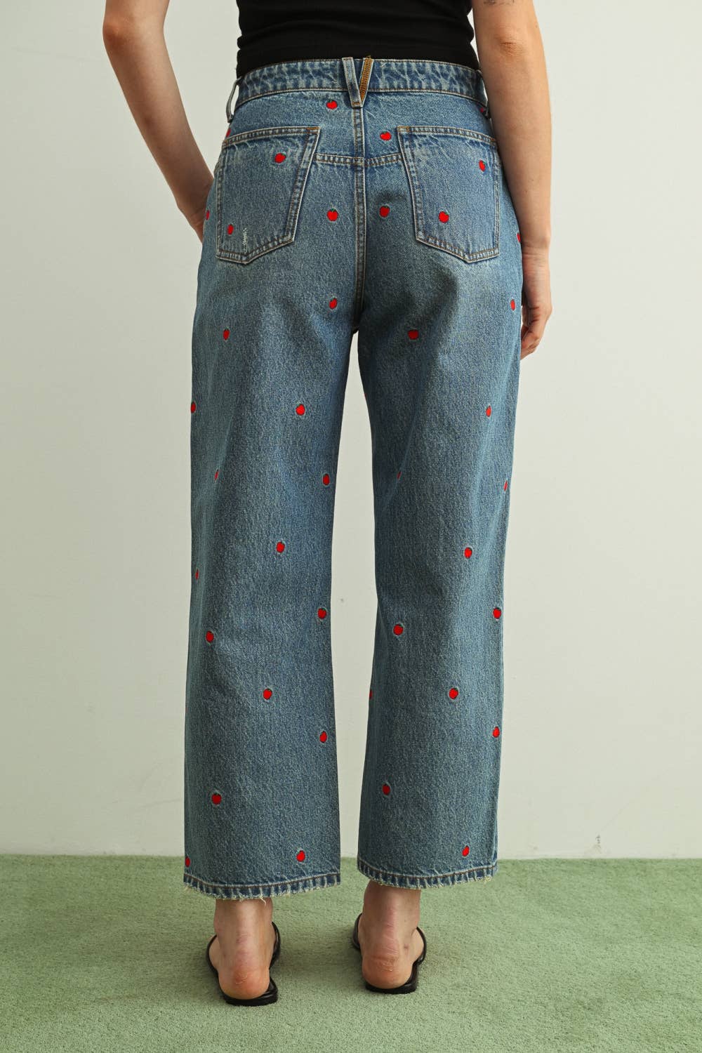 Denim Embroidered Pants