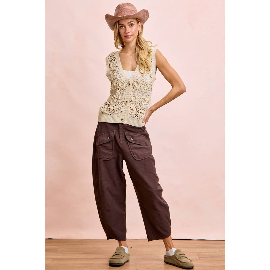 Vintage Mocha Washed Terry Pant