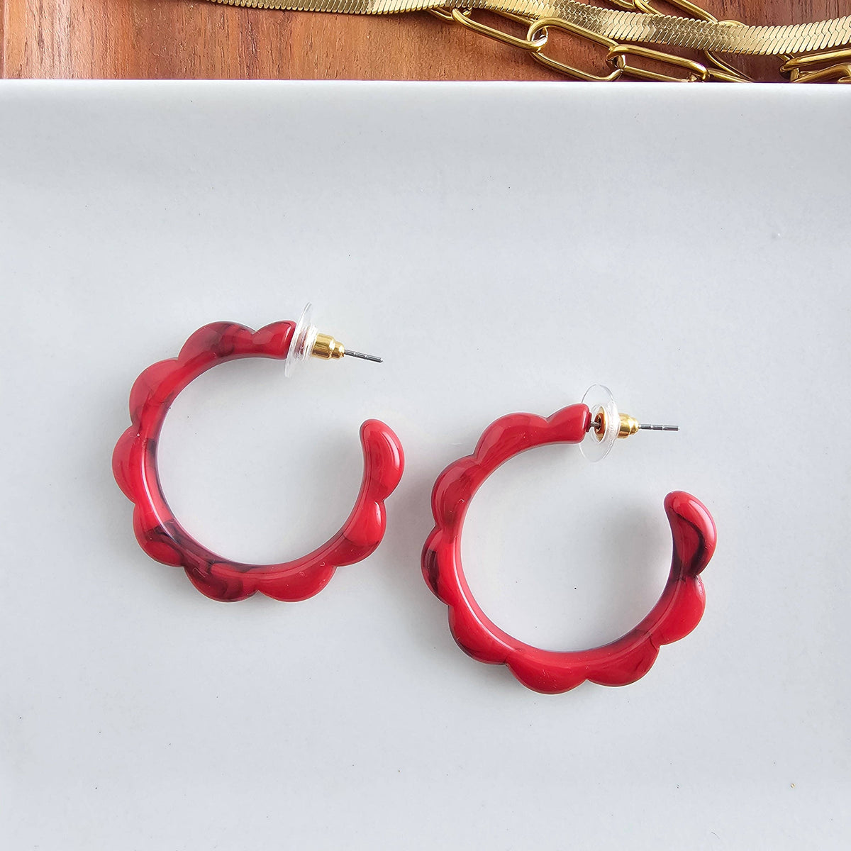 Crimson Red Scarlett Hoops