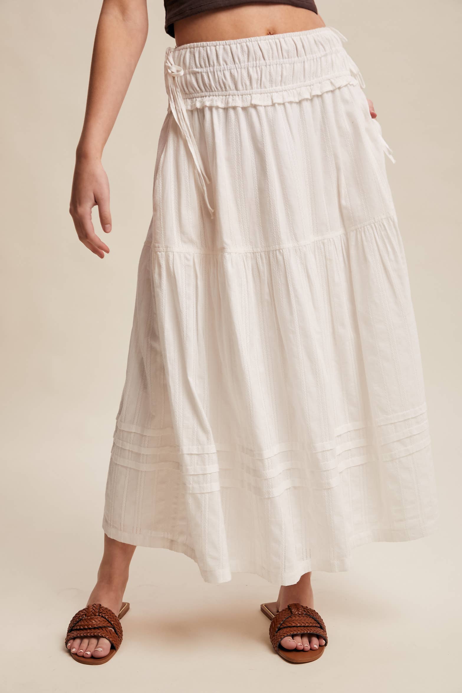 Off White Cotton Maxi Skirt