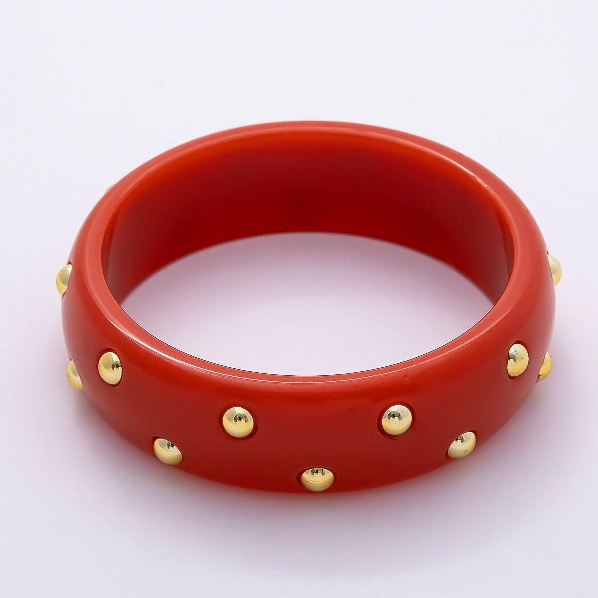 Red Dotted Acrylic Bangle Bracelet