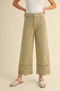 Washed Olive Embroidery Bottom Pants