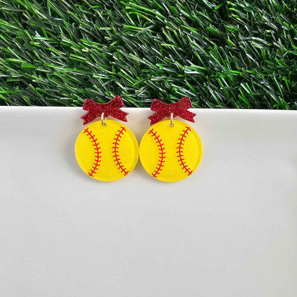 Bow Softball Earrings