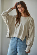 Beige Knit Round Neck Sweatshirt