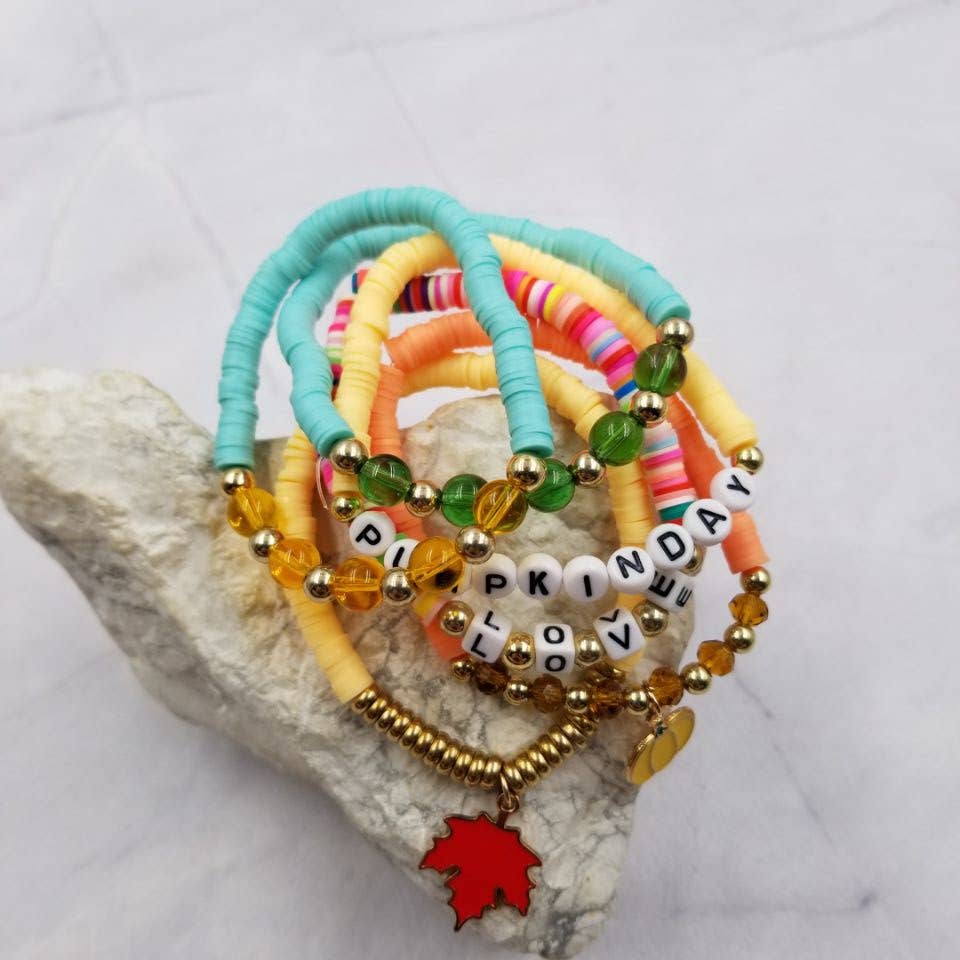 Pumpkin Love Heishi Bead Bracelet