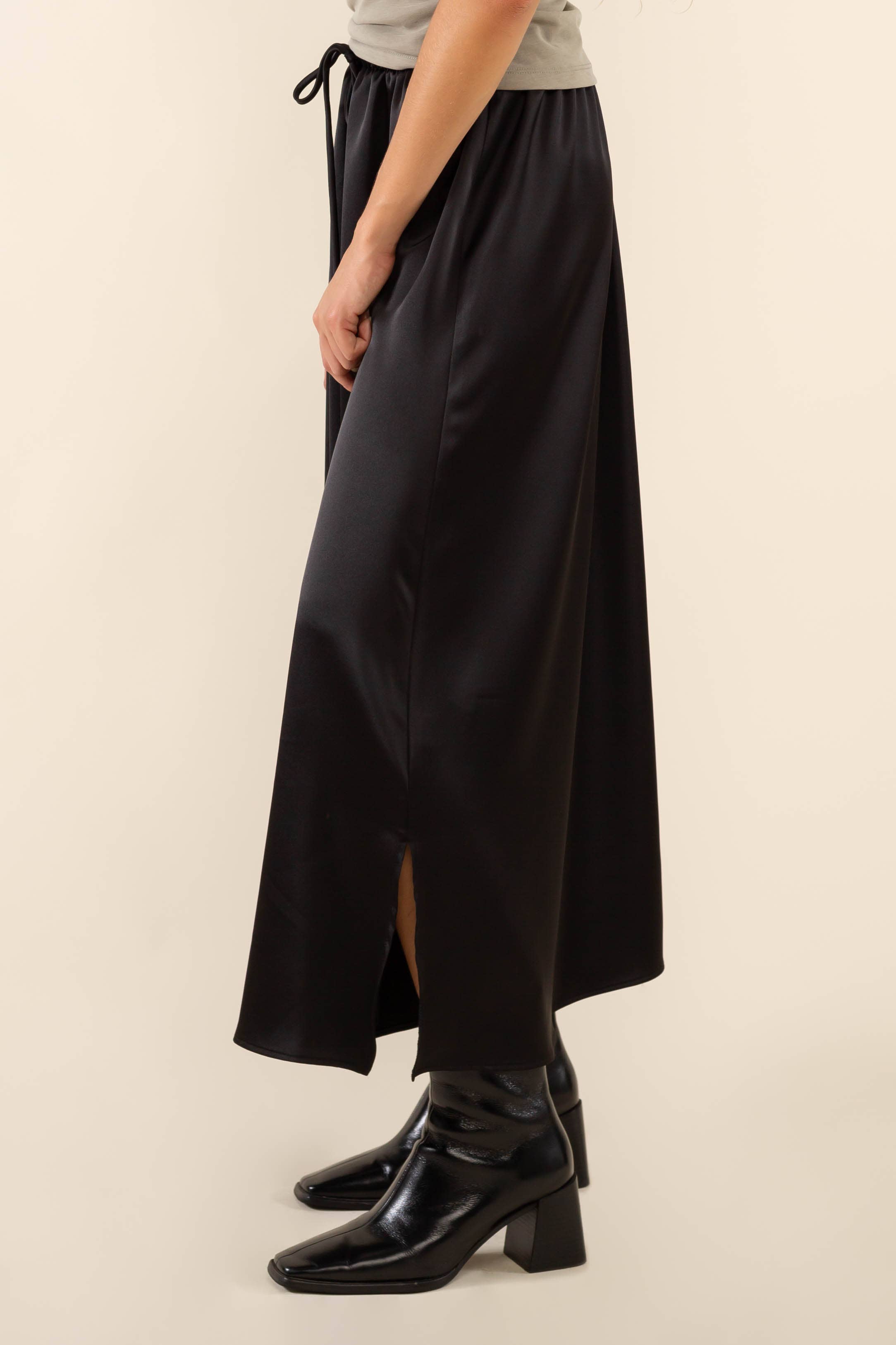 Black Satin Maxi Skirt