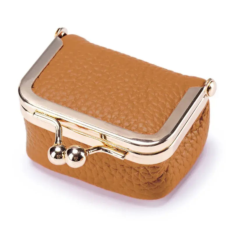 Brown Mini Leather Coin or Jewelry Purse