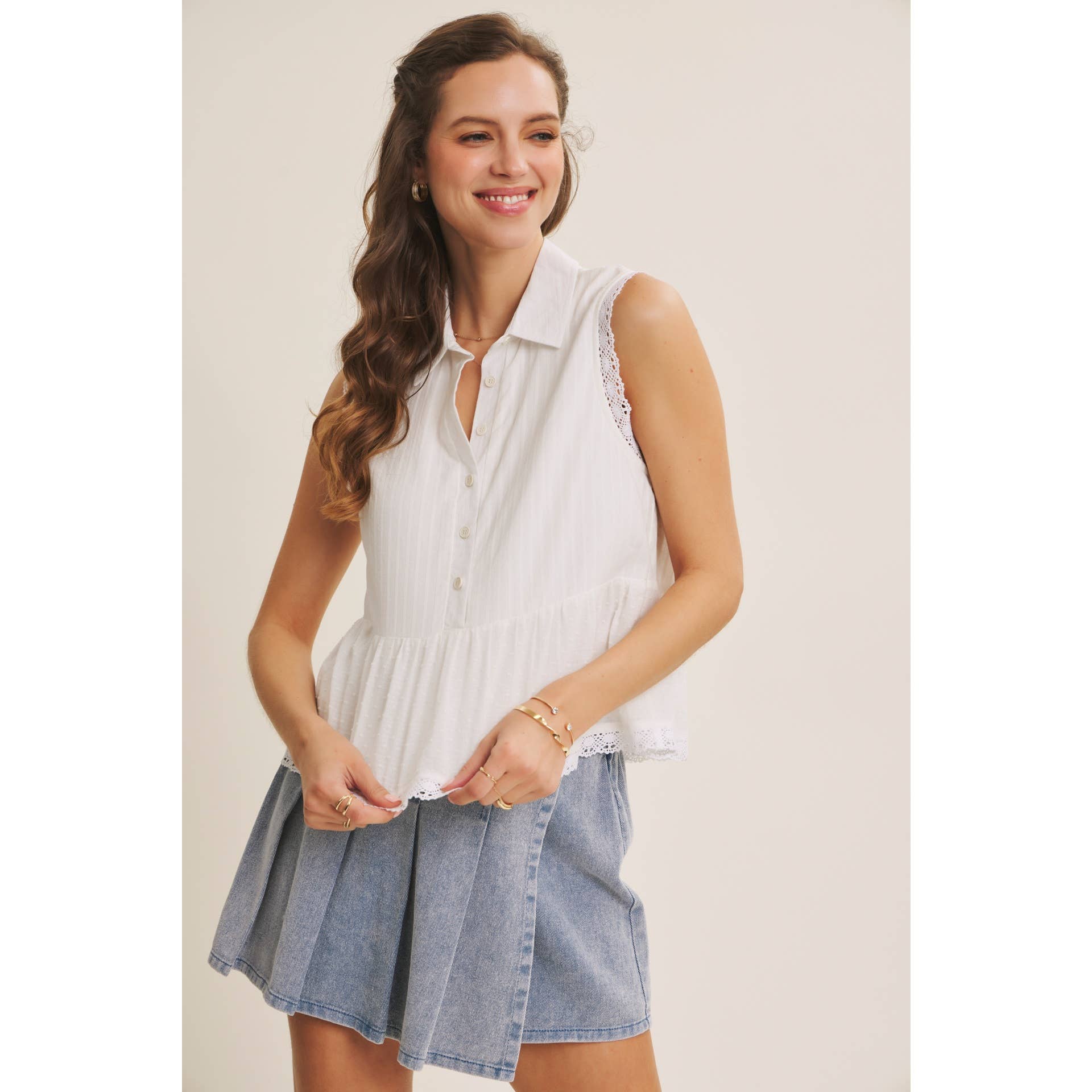 Off White Textured Cotton Blouse