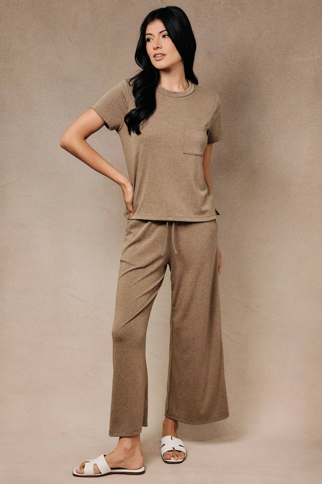 Dark Taupe Jersey Pocket Top
