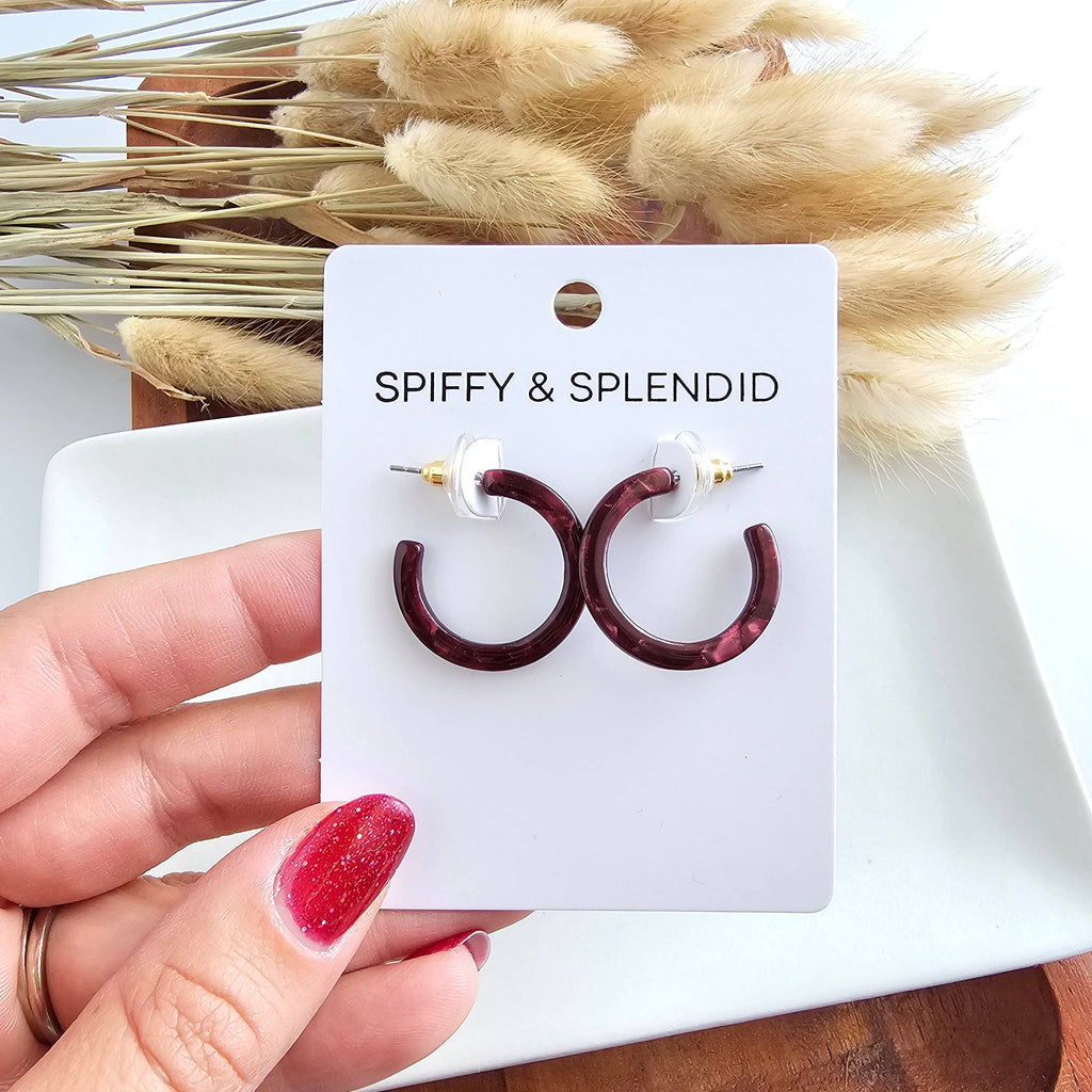 Maroon Cam Mini Hoops