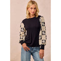 Black Flower Crochet Sleeve Top