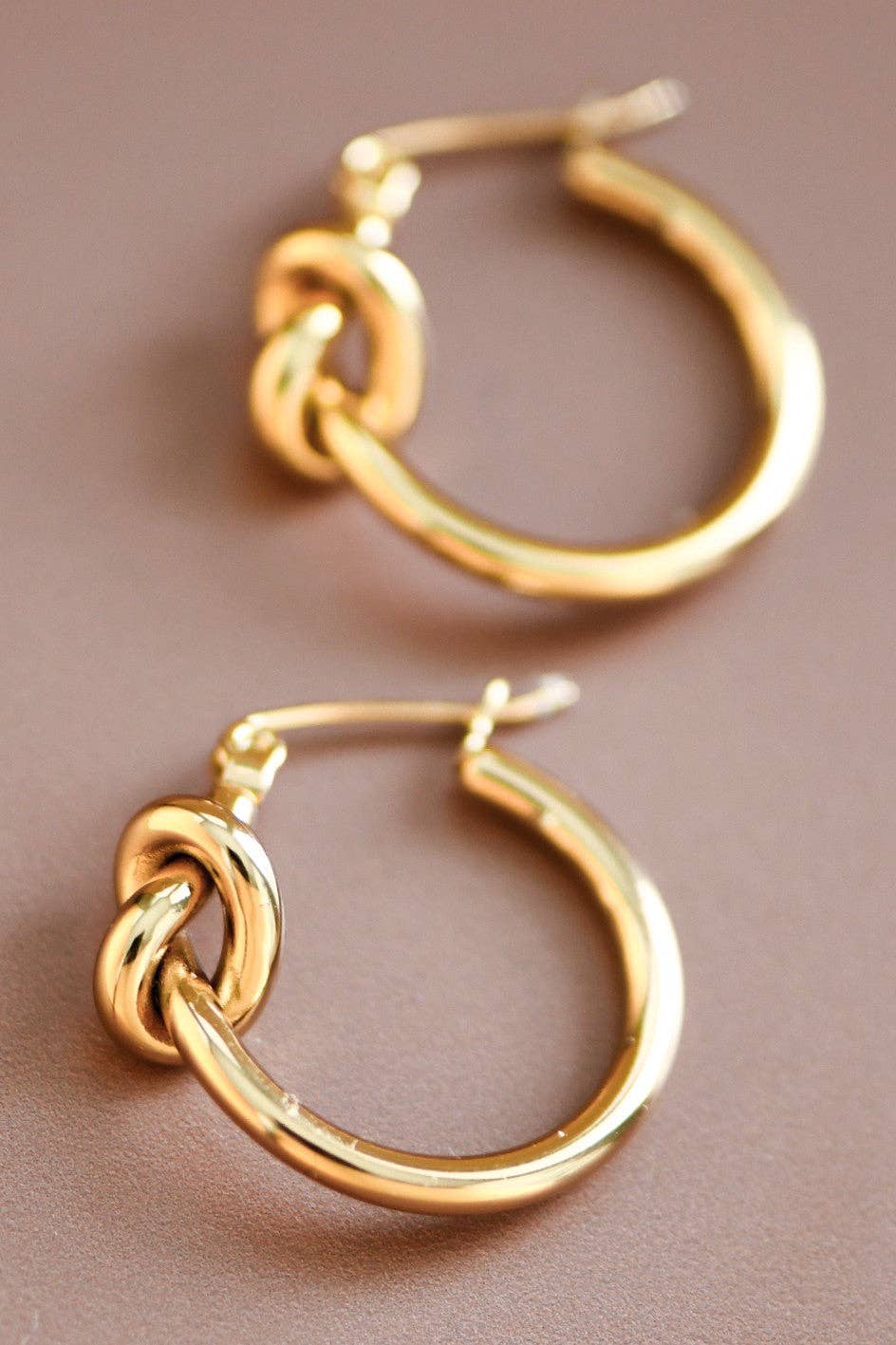 Gold Knot Stainless Steel Hoop Earrings