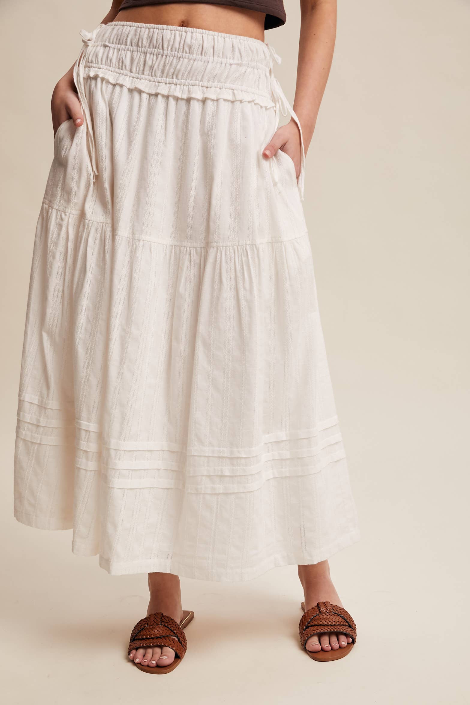 Off White Cotton Maxi Skirt