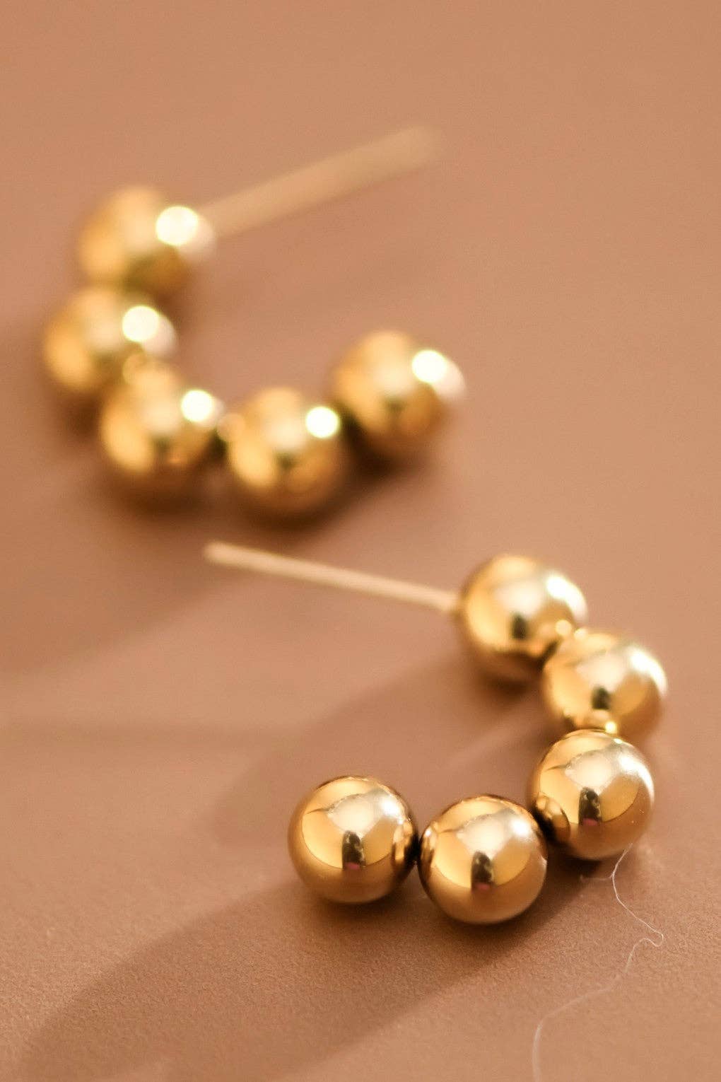 Gold Ball Stainless Steel Hoop Earrings
