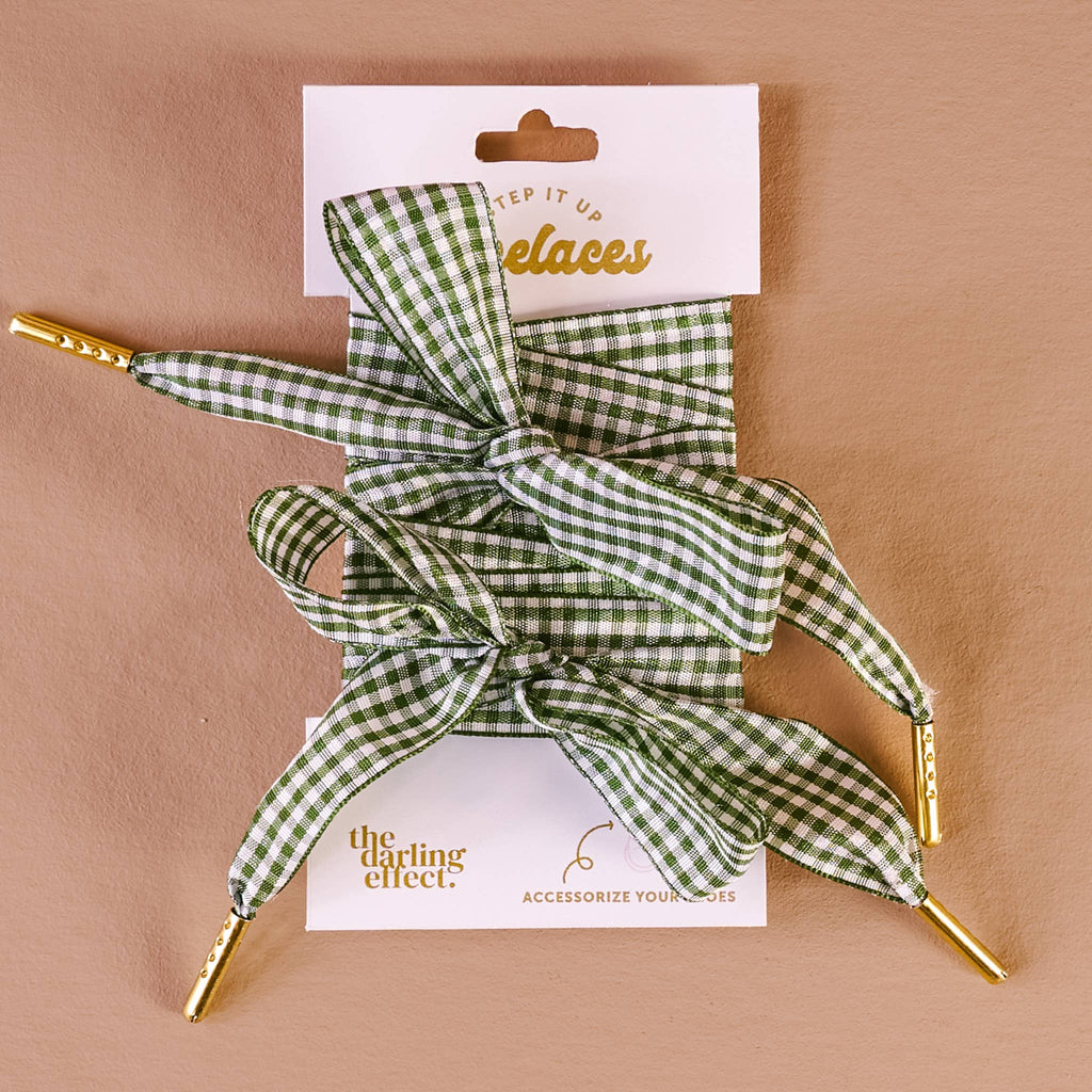 Gingham Green Step It Up Shoelaces