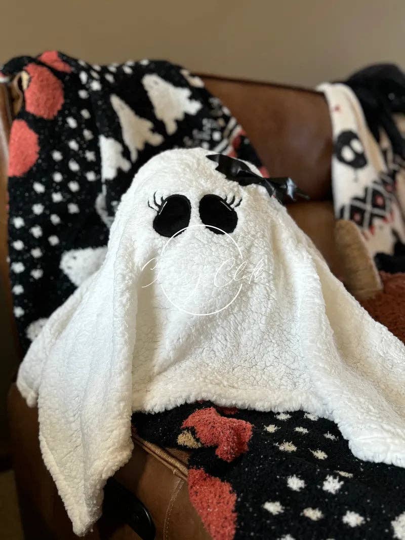 Ghost Halloween Sherpa Pillow