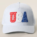 Blue USA Letter Patch Striped Trucker Hat