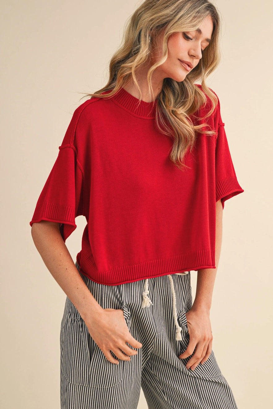 Red Lightweight Knit Sweater
