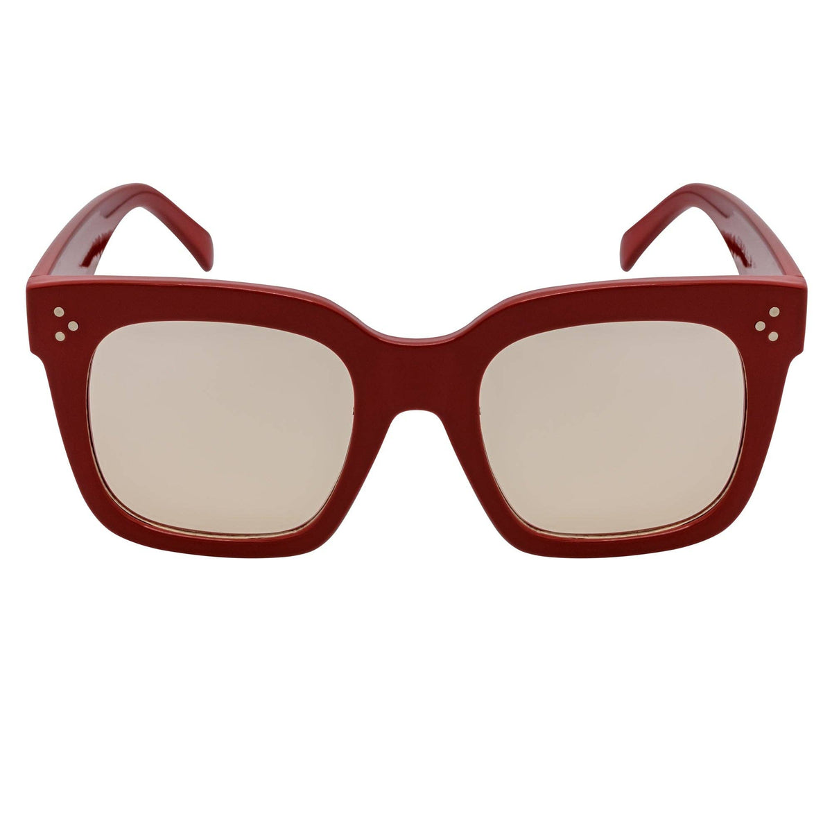 Maroon Light & Tan Oversize Square Horn Rimmed Sunglasses