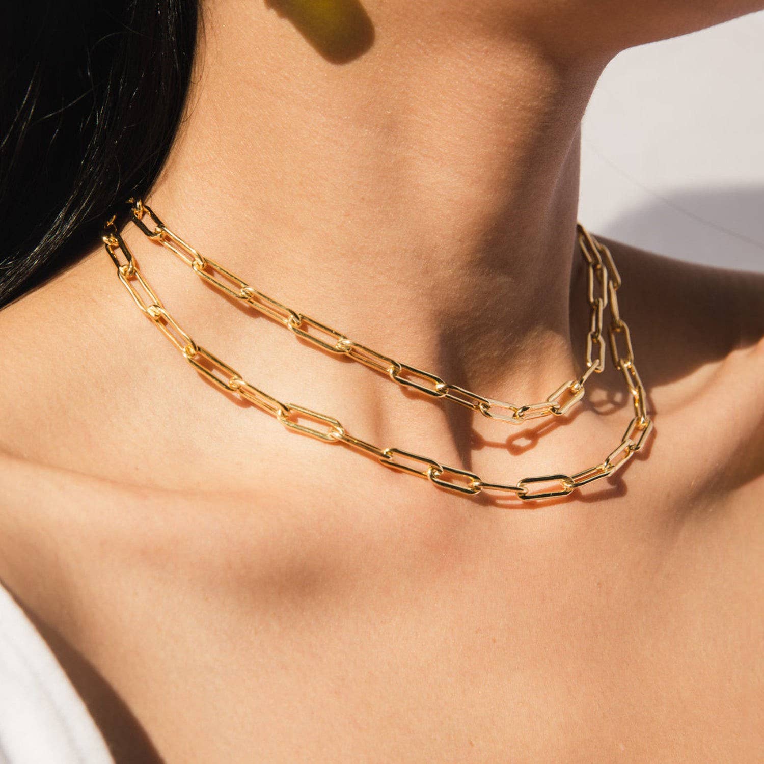 18K Gold Plated Paper Clip Necklace: 18 inch