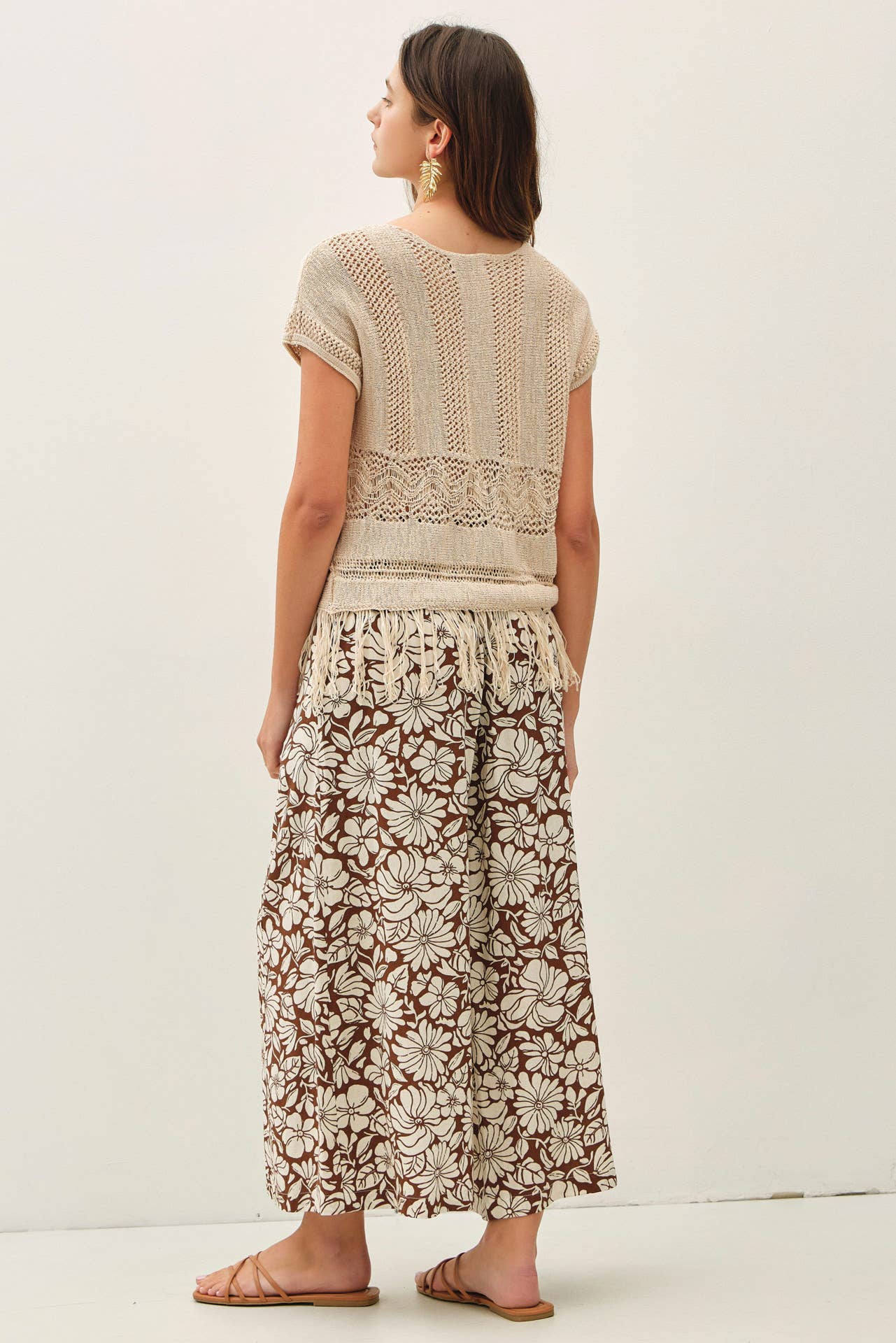 Brown Bloom Wide Leg Pant