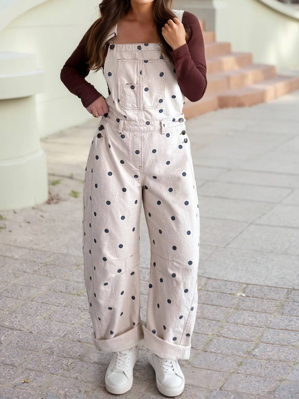Polka Dot Bib Barrel Overalls