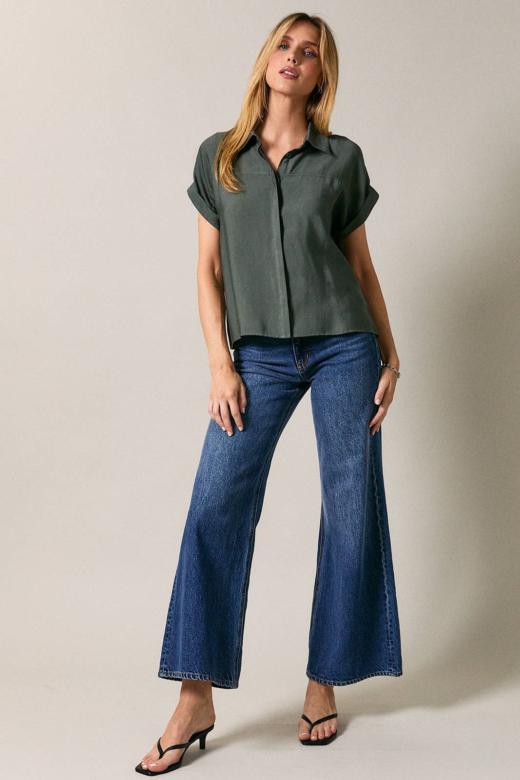 Green Collard Button Down Shirt