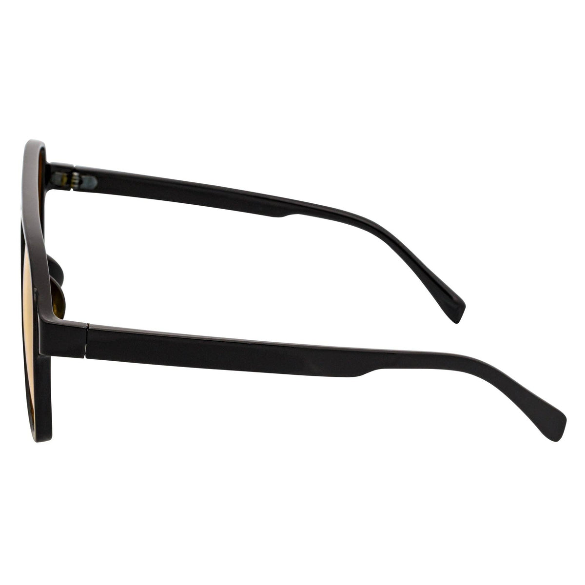 Black Yellow Large Flat Top Aviator Sunglasse