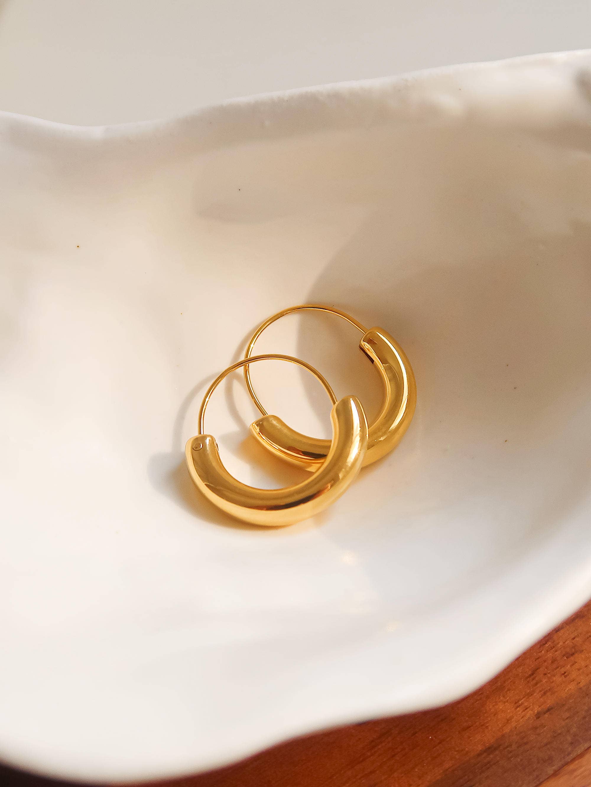Yellow Gold Mackenzie 18K Non-Tarnish U-Shape Hoop Earring