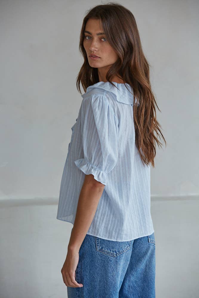 Powder Blue Button Down Top