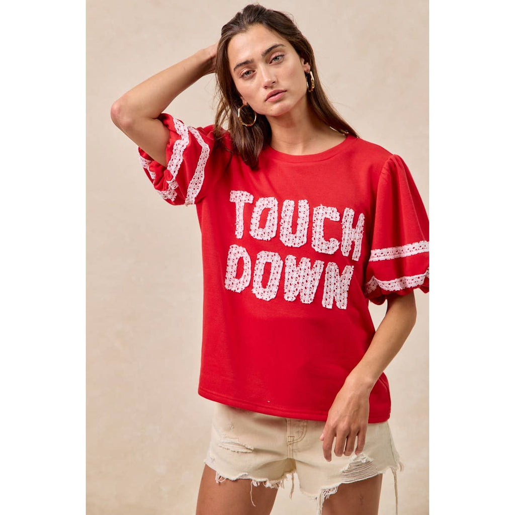 Red Touch Down Patchwork Top