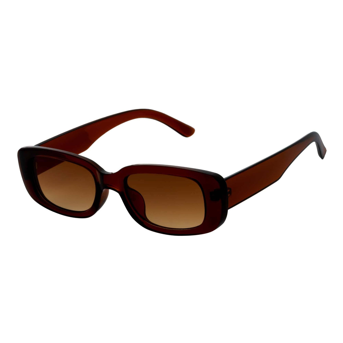 Clear Brown Amber Fade Small Rectangle Sunglasses
