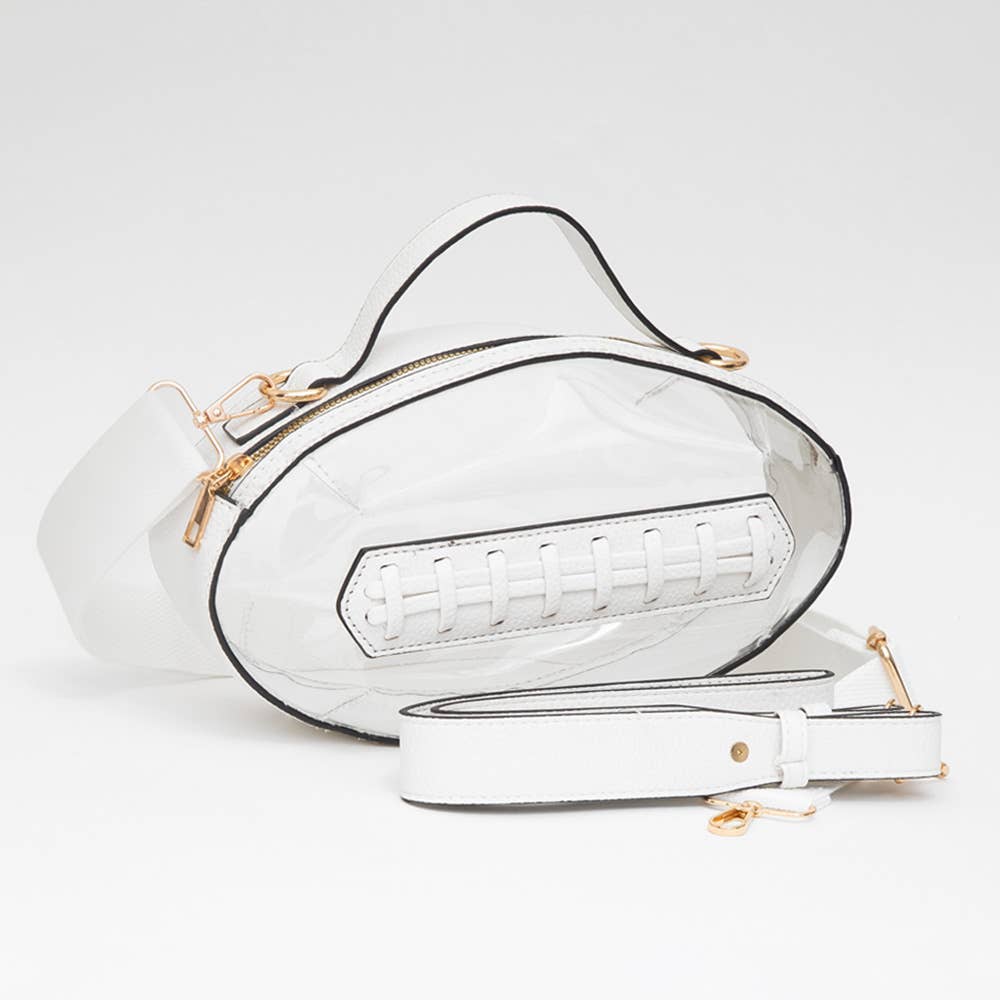 White Football Shaped Transparent Crossbody Bag