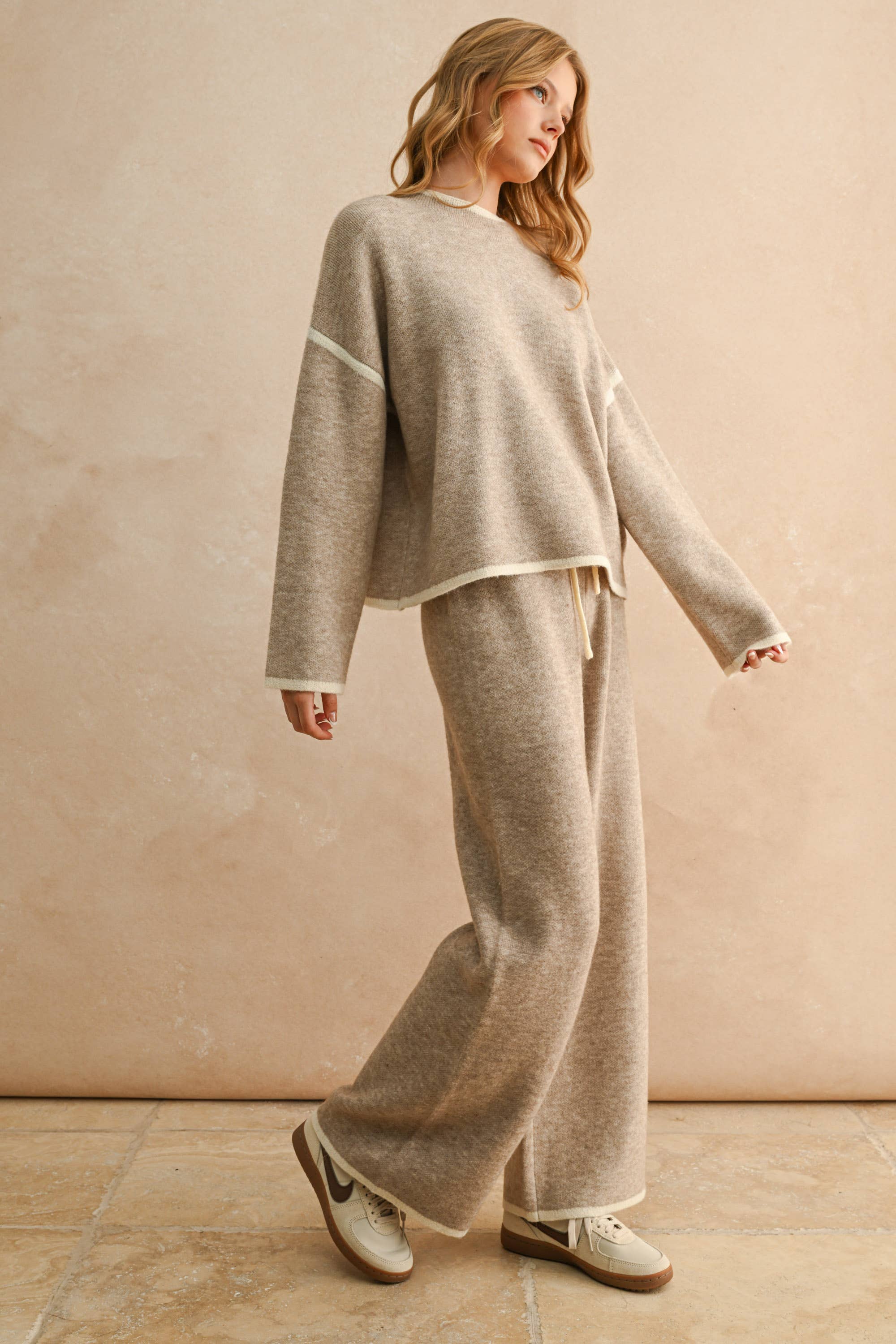 Mocha Wide Leg Sweater Pants