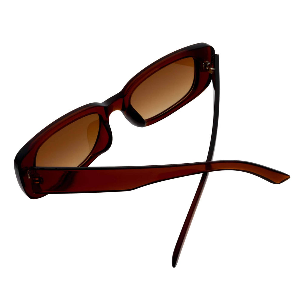 Clear Brown Amber Fade Small Rectangle Sunglasses