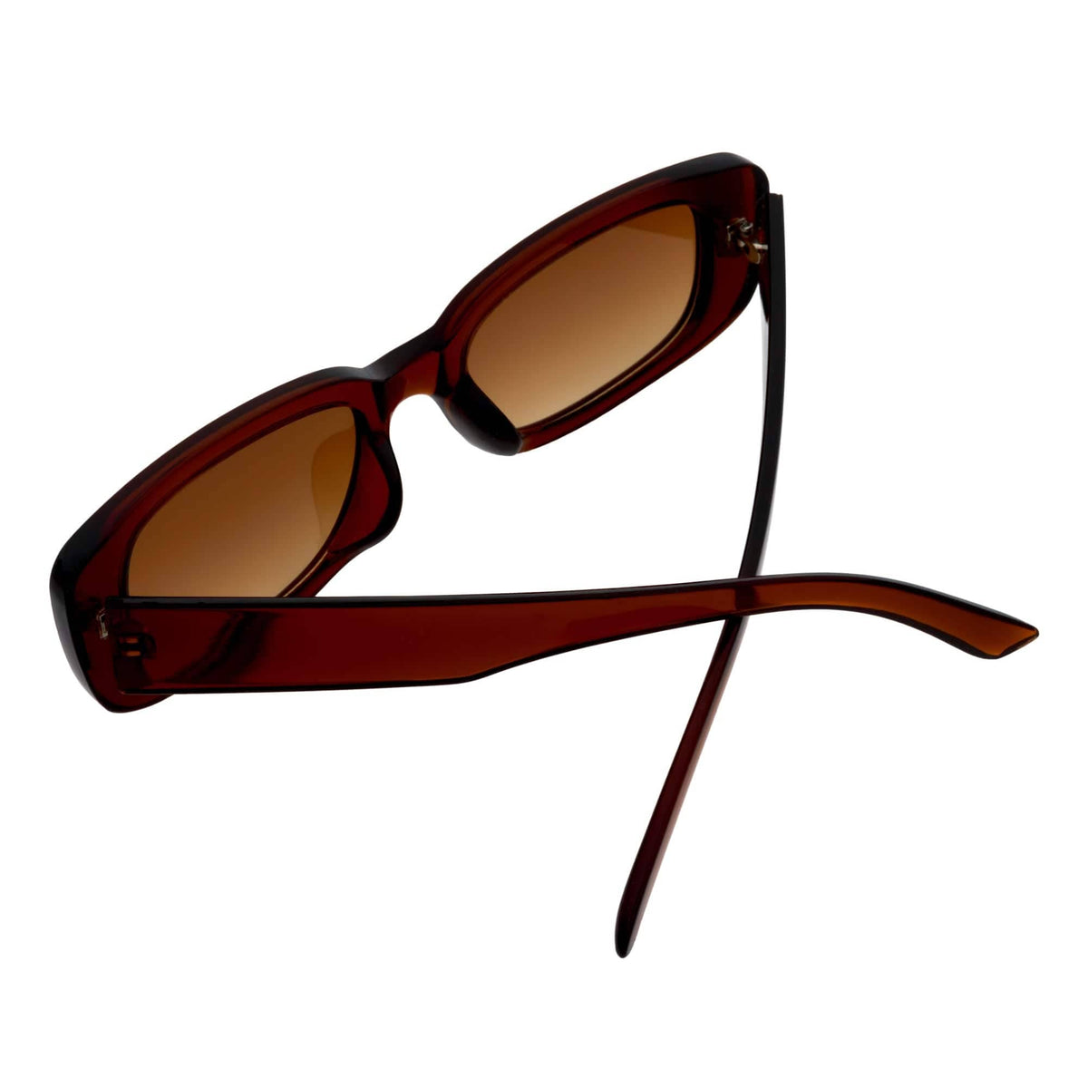 Clear Brown Amber Fade Small Rectangle Sunglasses