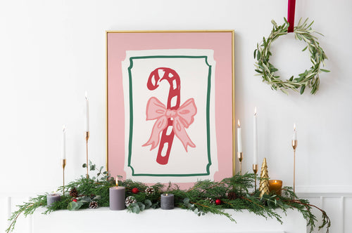 Candy Cane Bow Print