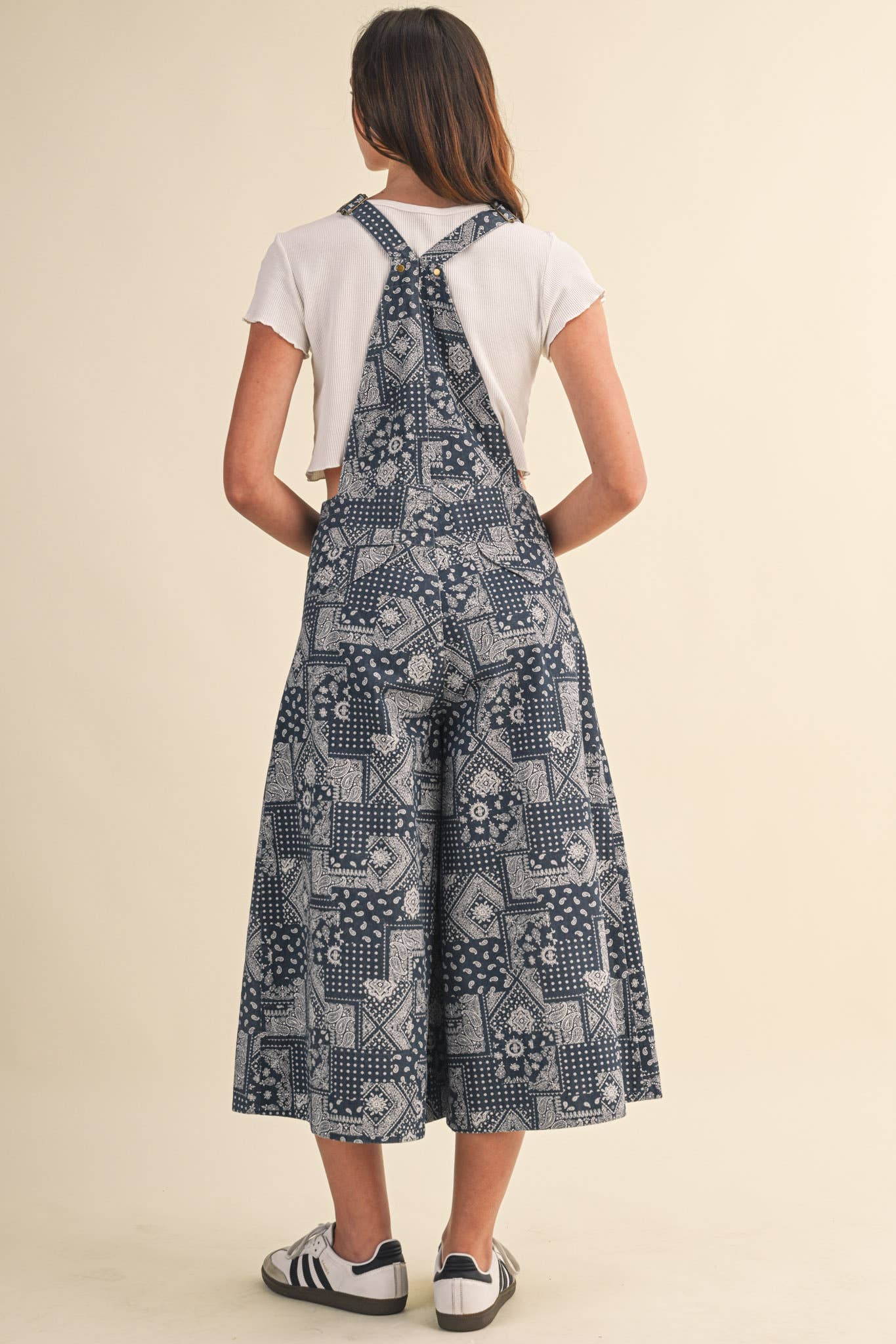Blue & Navy Bandana Print Overalls